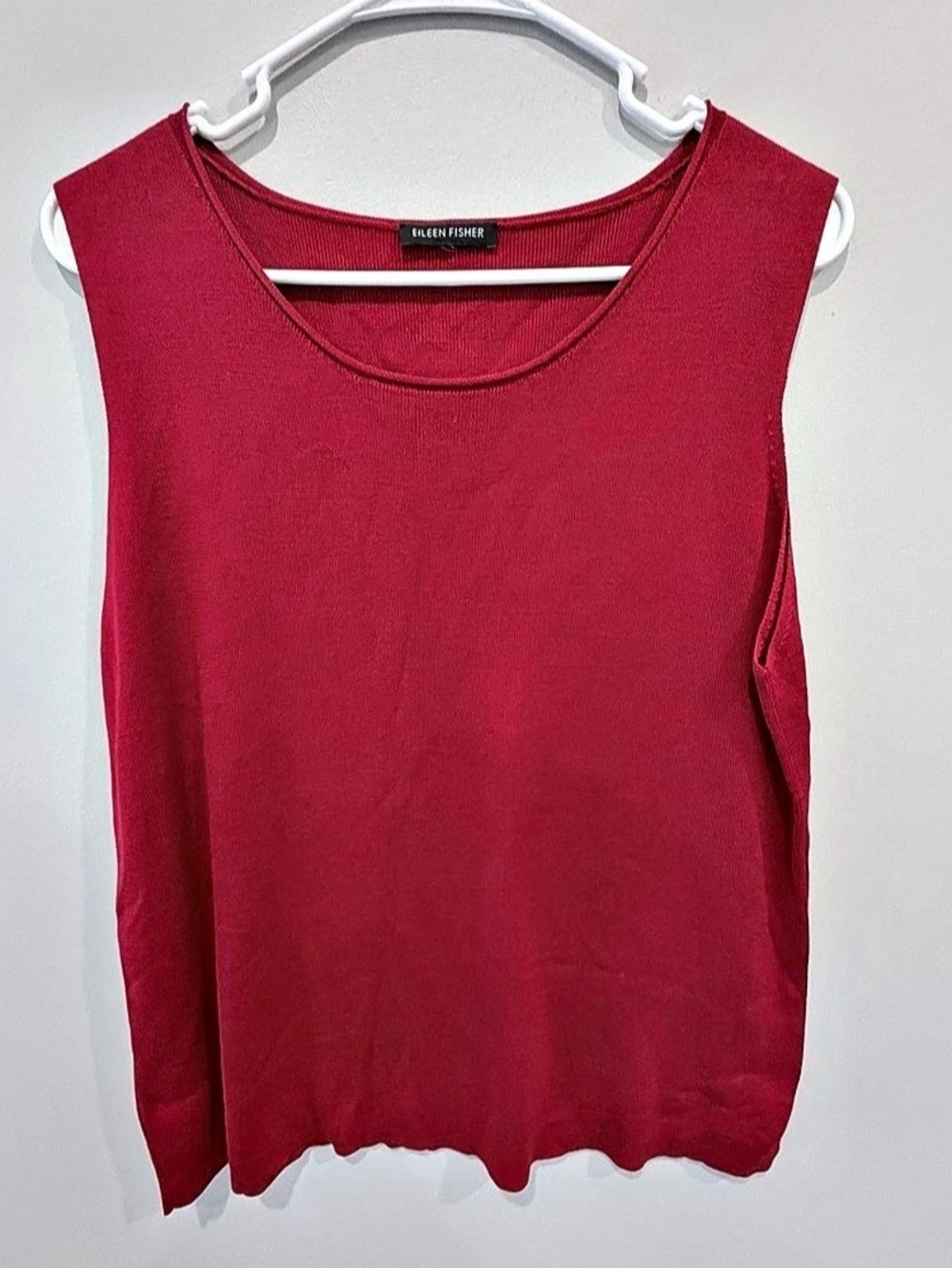 Eileen Fisher Silk Cotton Tank Top in Red Like New